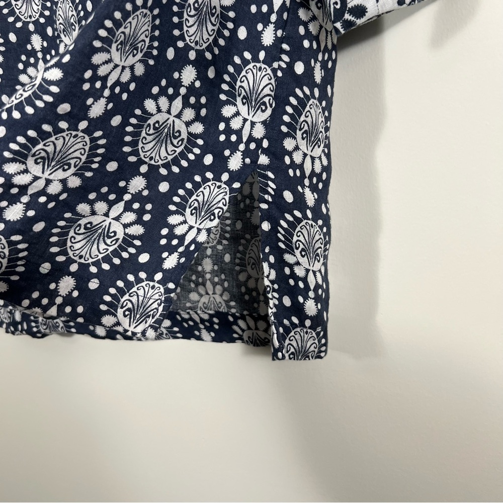 Sigrid Olsen 100% Linen Embroidered Tunic Top Blue White Boho Women’s M - Picture 9 of 15